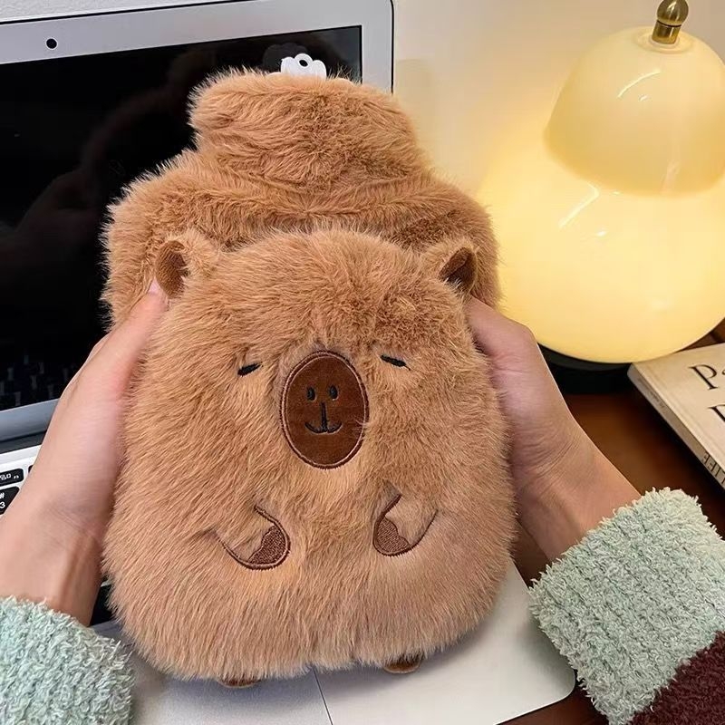 Capybara forró víz palack, plüss kézmelegítő, magas sűrűségű PVC, súly 110 g, cartoon stílus, meleg és hideg