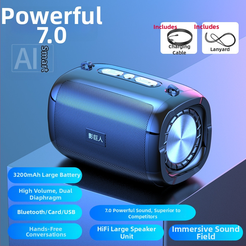 AI bezdrôtový Bluetooth reproduktor, prenosný mini zvukový systém s USB/TF kartou, 100 Hz–20 kHz, SNR ≥70 dB, IPX7 vodotesný