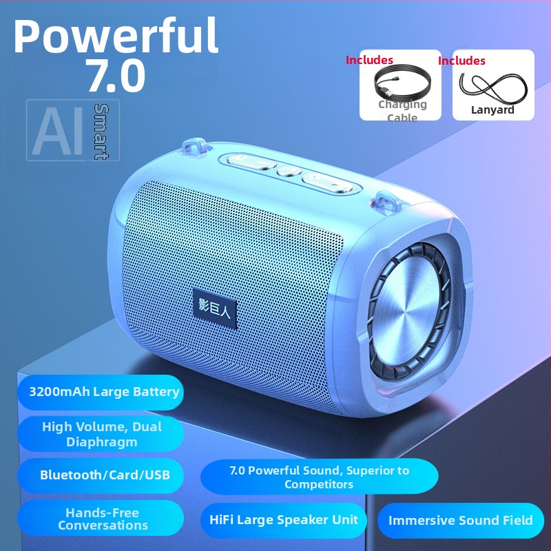 AI bezdrôtový Bluetooth reproduktor, prenosný mini zvukový systém s USB/TF kartou, 100 Hz–20 kHz, SNR ≥70 dB, IPX7 vodotesný