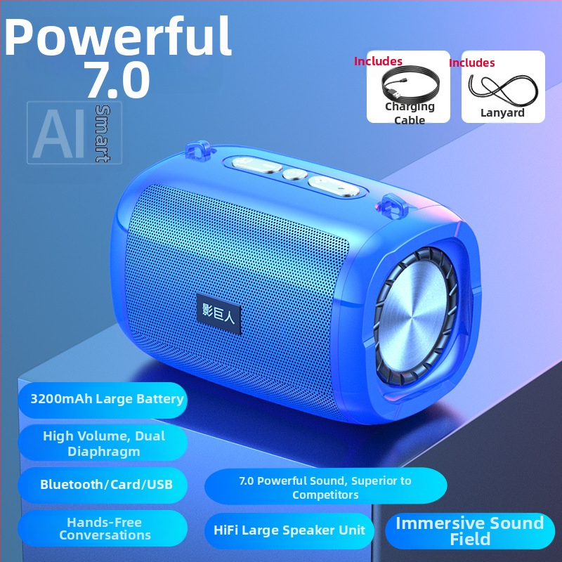 AI bezdrôtový Bluetooth reproduktor, prenosný mini zvukový systém s USB/TF kartou, 100 Hz–20 kHz, SNR ≥70 dB, IPX7 vodotesný