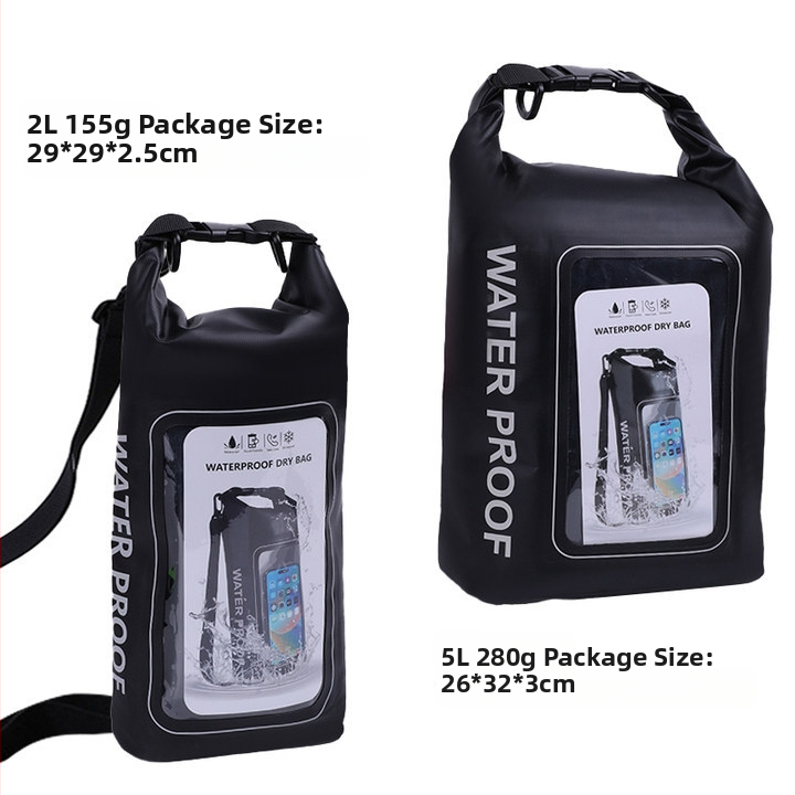 Dvojitá vodotesná taška na pláž cez rameno, objem 2L/5L, vodotesný PVC materiál, na pláž, plávanie, potápanie