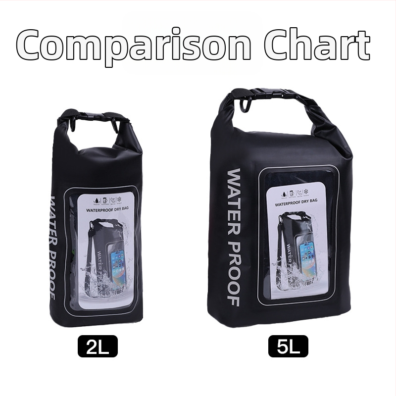 Dvojitá vodotesná taška na pláž cez rameno, objem 2L/5L, vodotesný PVC materiál, na pláž, plávanie, potápanie