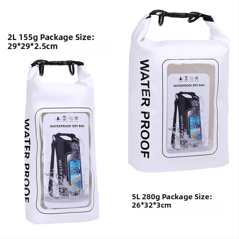 Dvojitá vodotesná taška na pláž cez rameno, objem 2L/5L, vodotesný PVC materiál, na pláž, plávanie, potápanie