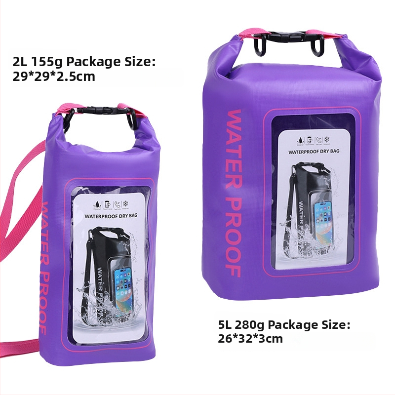 Dvojitá vodotesná taška na pláž cez rameno, objem 2L/5L, vodotesný PVC materiál, na pláž, plávanie, potápanie