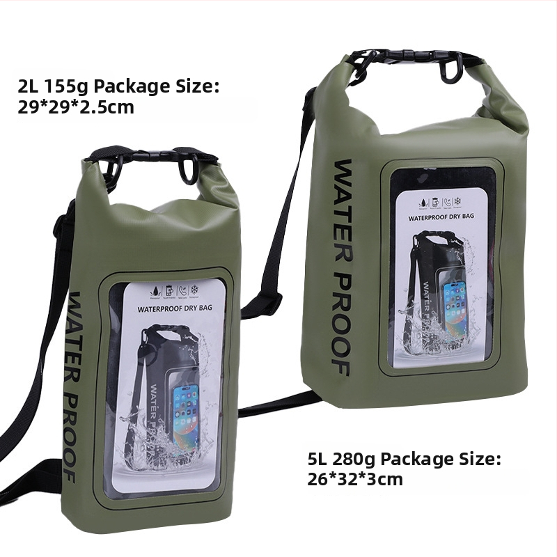 Dvojitá vodotesná taška na pláž cez rameno, objem 2L/5L, vodotesný PVC materiál, na pláž, plávanie, potápanie