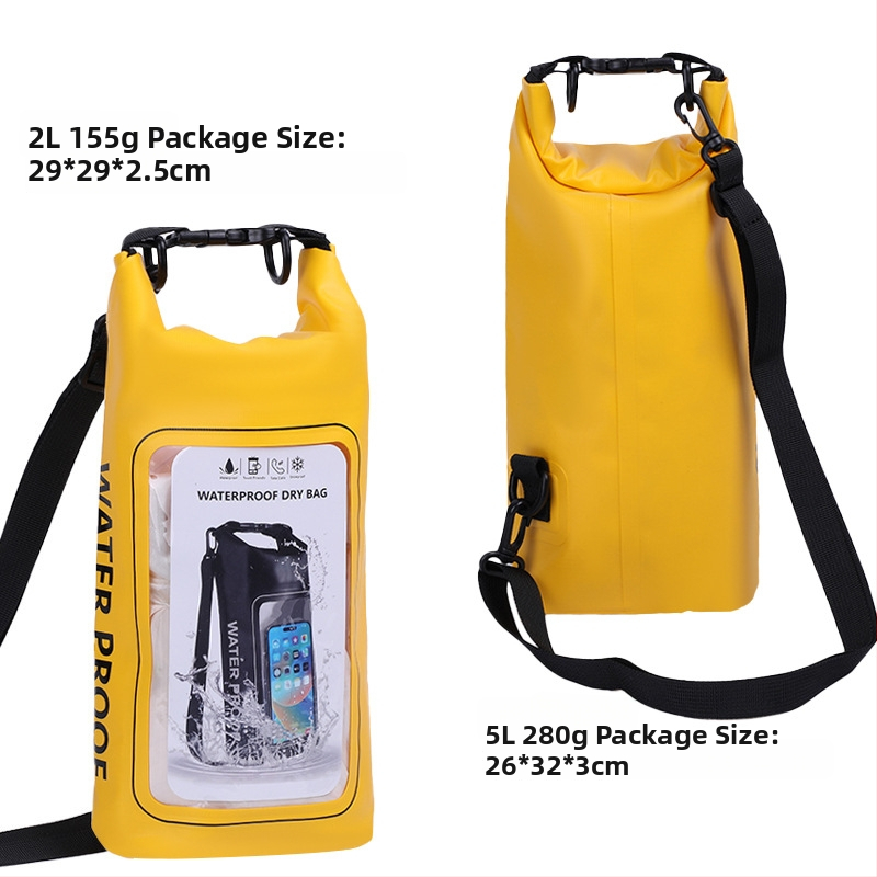 Dvojitá vodotesná taška na pláž cez rameno, objem 2L/5L, vodotesný PVC materiál, na pláž, plávanie, potápanie