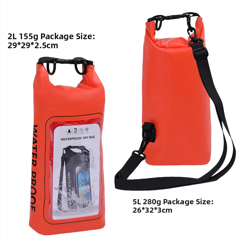 Dvojitá vodotesná taška na pláž cez rameno, objem 2L/5L, vodotesný PVC materiál, na pláž, plávanie, potápanie