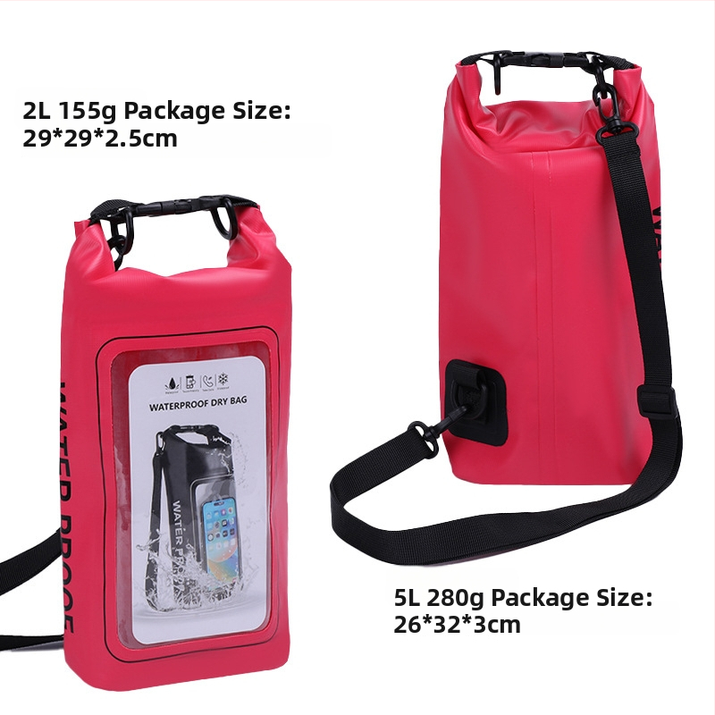 Dvojitá vodotesná taška na pláž cez rameno, objem 2L/5L, vodotesný PVC materiál, na pláž, plávanie, potápanie