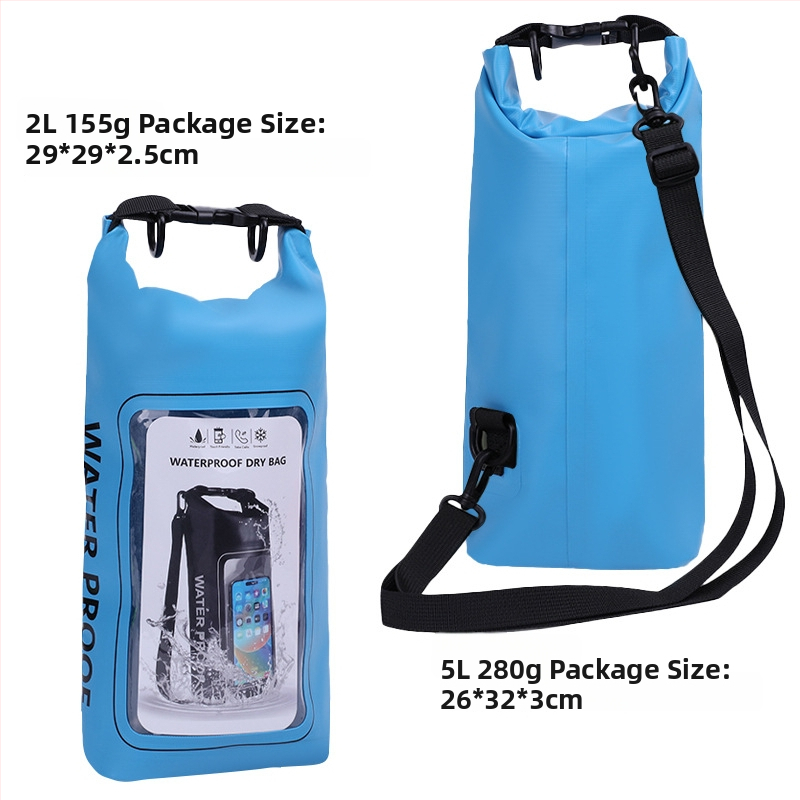 Dvojitá vodotesná taška na pláž cez rameno, objem 2L/5L, vodotesný PVC materiál, na pláž, plávanie, potápanie