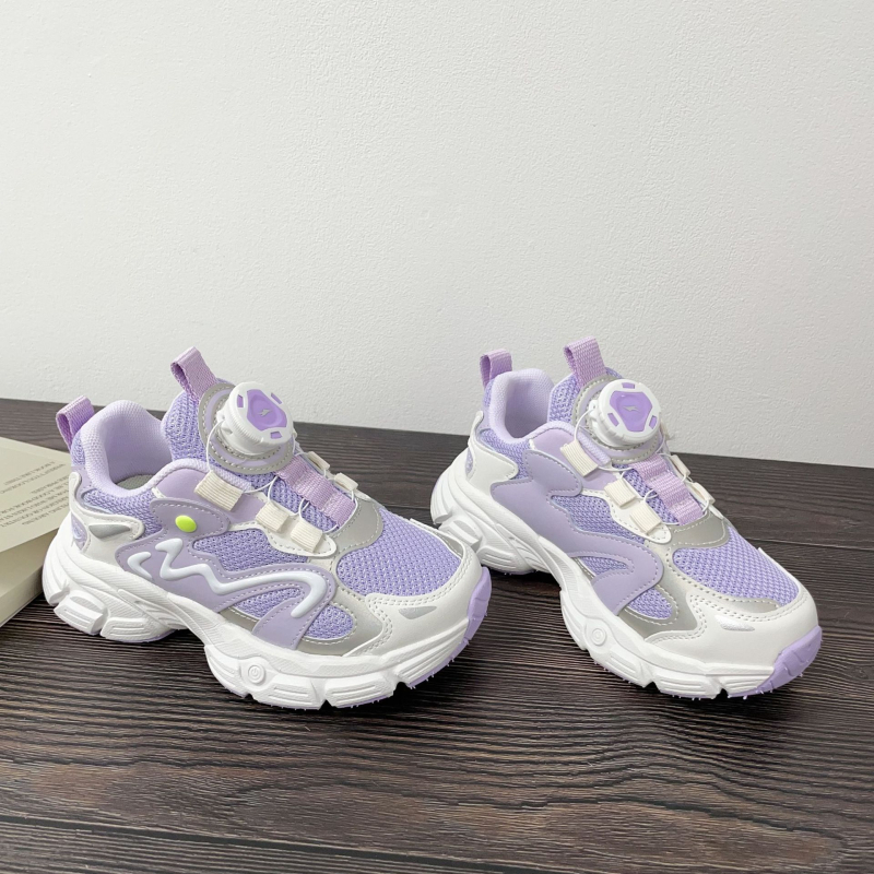 Gyermekeknek szóló cipő: felső mikroszálas, gumírozott talp, Color Block minta, forgó gombos zárás, 4–16 éveseknek