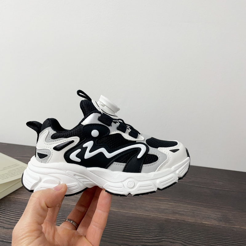 Gyermekeknek szóló cipő: felső mikroszálas, gumírozott talp, Color Block minta, forgó gombos zárás, 4–16 éveseknek