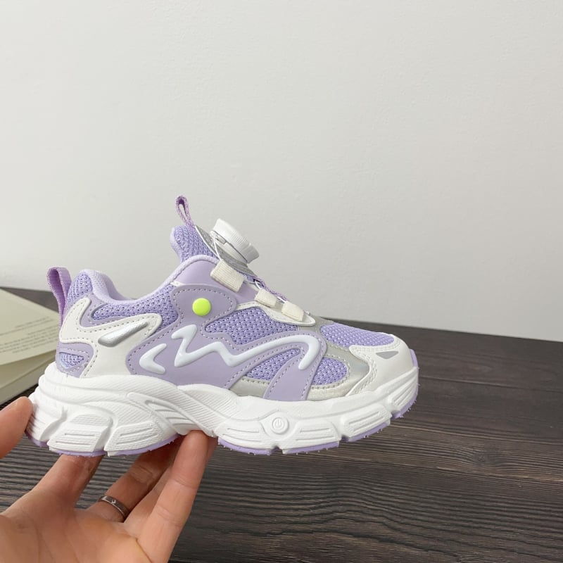 Gyermekeknek szóló cipő: felső mikroszálas, gumírozott talp, Color Block minta, forgó gombos zárás, 4–16 éveseknek