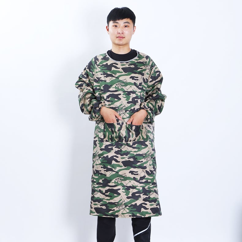 Ποδιά με μανίκια, καμουφλάζ, πολυεστέρας, αδιάβροχη και ανθεκτική σε λεκέδες