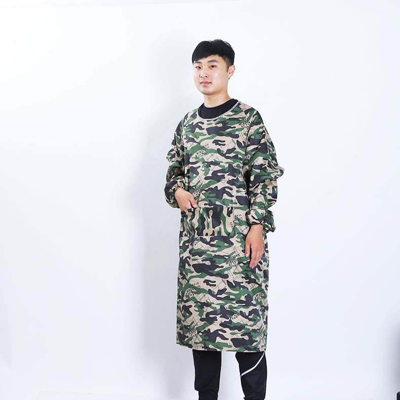 Ποδιά με μανίκια, καμουφλάζ, πολυεστέρας, αδιάβροχη και ανθεκτική σε λεκέδες