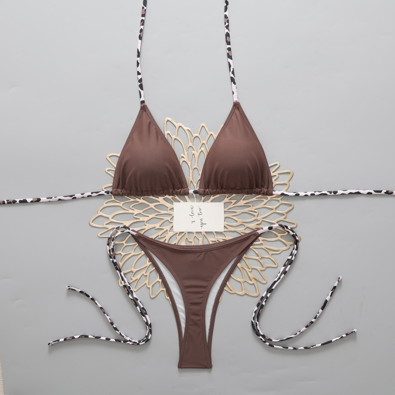 Costum de baie două piese, cu bretele subțiri, culoare solidă, țesătură nailon/poliester 80/20, cupe burete, căptușeală din spandex 18%, greutate țesătură 135 g/m2