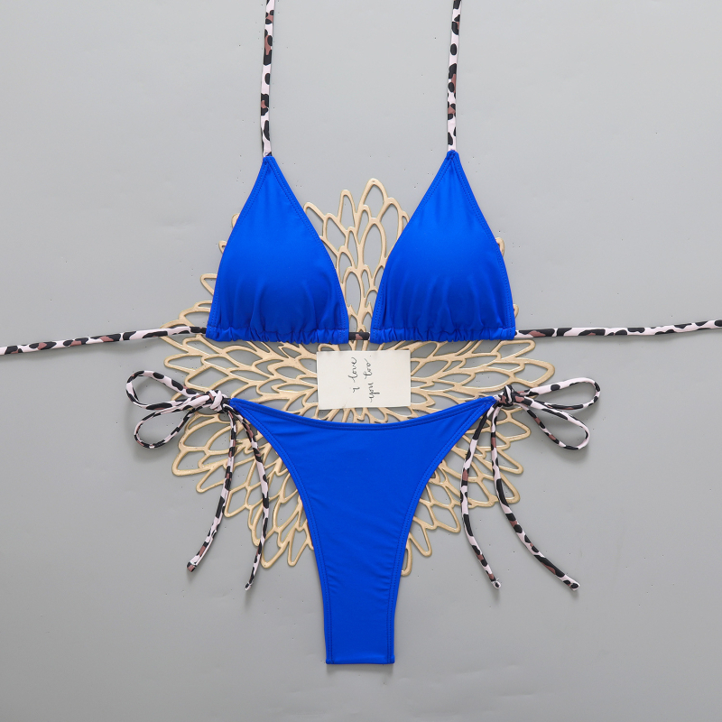 Costum de baie două piese, cu bretele subțiri, culoare solidă, țesătură nailon/poliester 80/20, cupe burete, căptușeală din spandex 18%, greutate țesătură 135 g/m2