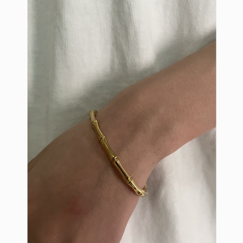 Nerđajući čelik narukvica s dizajnom Bamboo Joint, elektroplatirano, unisex, casual stil, zasebno pakiranje