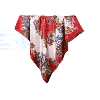 Négyzet alakú szatén kendő – nyomtatott retro művészeti motívummal, nyári napvédelem, utazási kiegészítő