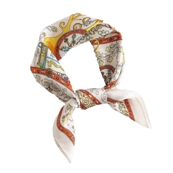 Imitált selyem hatású négyzetes sál virágos mintával, tavasz, satin, chiffon, poliészter, sokoldalú női kiegészítő