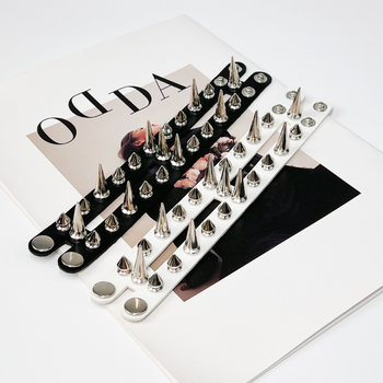 Кожена гривна за ръка, панк и готик стил, унисекс, геометрична форма, персонализируема