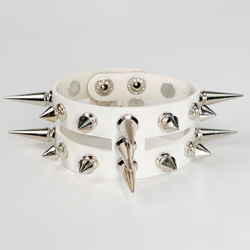 Кожена гривна за ръка, панк и готик стил, унисекс, геометрична форма, персонализируема