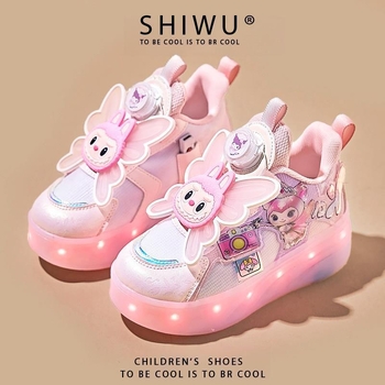 Rejtett négykerekű futócipő lányoknak — kihúzható görkorcsolya gyerekeknek, minden évszakban használható, felső rész: szövet, talp: gumi+phylon+TPU+PU