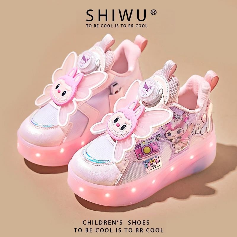 Rejtett négykerekű futócipő lányoknak — kihúzható görkorcsolya gyerekeknek, minden évszakban használható, felső rész: szövet, talp: gumi+phylon+TPU+PU