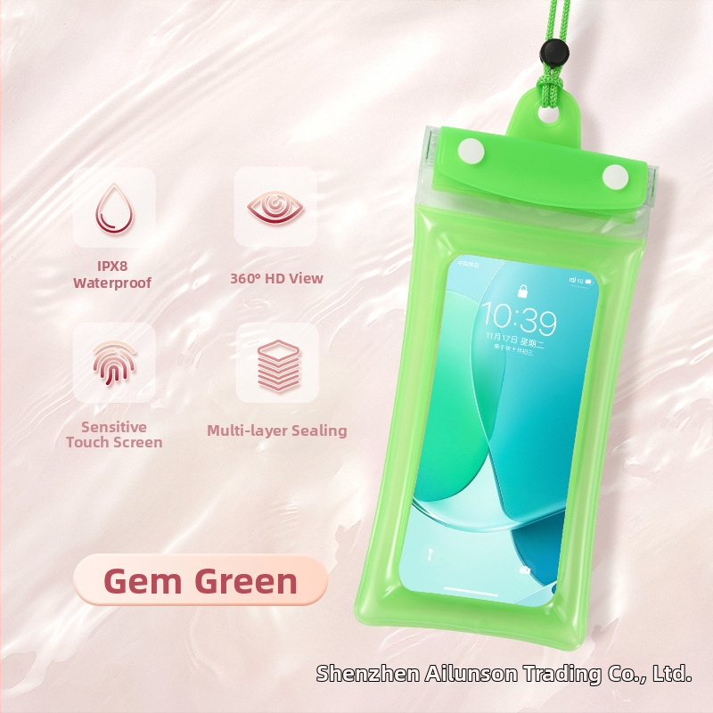 Airbag vodotesná taška na telefón s dotykovým displejom, PVC materiál, vhodná na potápanie, plávanie, rafting, fotografovanie pod vodou a vonkajšie použitie.