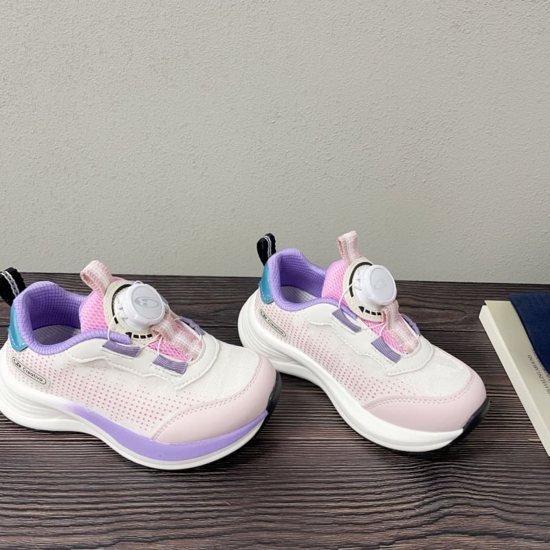 Pantofi sport pentru copii cu model gradient, închidere cu buton rotativ, ușori și respirabili, primăvara 2026