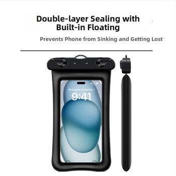 Vodotesný obal na telefón s airbagom a dotykovým displejom - uzavretý, určený na plávanie a fotografovanie na pláži (ABS+TPU)