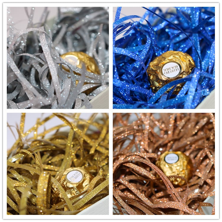 Подаръчна кутия от рафия с блестящ филм | Опаковка: PP пакет | Подходяща за подарък за рождени дни и сватби