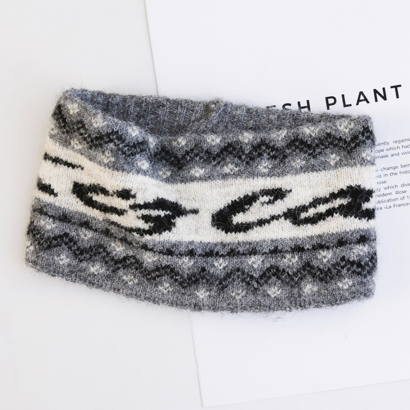 Лента за глава — Топло плетено, дамски Maillard стил, полиестерно влакно, геометрична форма, каре модел