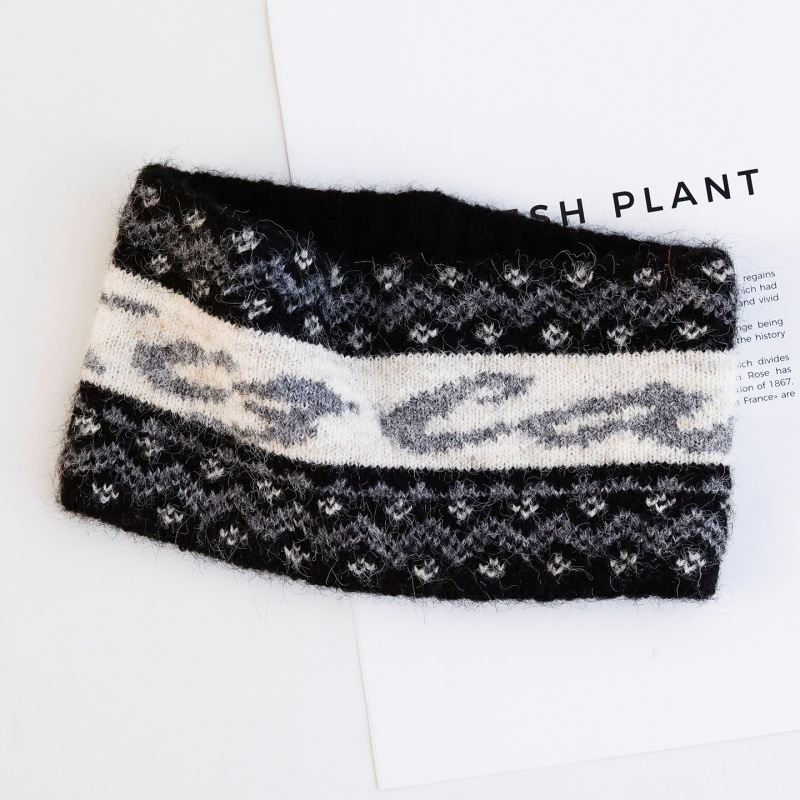 Лента за глава — Топло плетено, дамски Maillard стил, полиестерно влакно, геометрична форма, каре модел