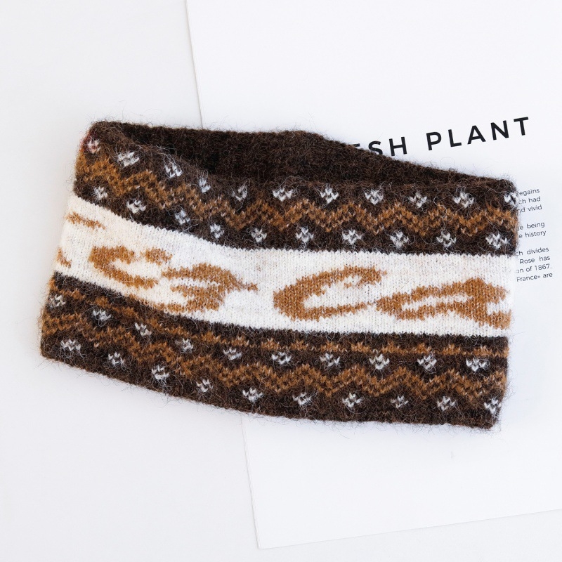 Лента за глава — Топло плетено, дамски Maillard стил, полиестерно влакно, геометрична форма, каре модел