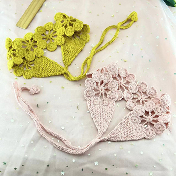 Дамска плетена лента за глава с цвете и ажурна дантела, стил Европейски/Американски, аксесоар за коса