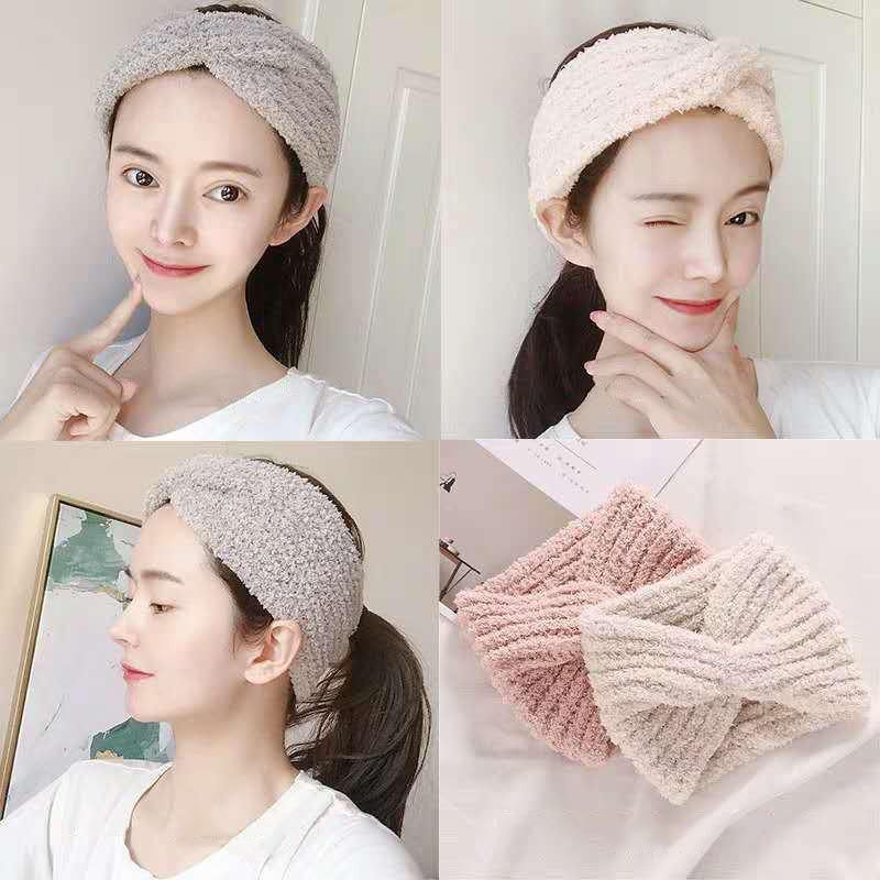 Лента за миене на лице за жени, опростен стил, полиестер, плейд геометричен модел