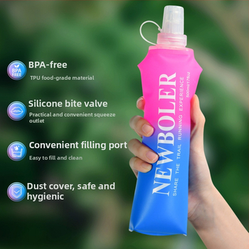 NEWBOLER Gradient TPU Zložiteľná Fľaša na Hydratáciu – Unisex, Kapacita 250, Gradientný Vzor, Na Horolezectvo, Pláž, Kempovanie a Turistiku