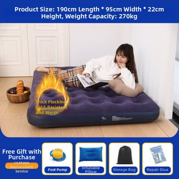 Pat gonflabil de camping pentru două persoane, gros și înălțat, saltea gonflabilă pliabilă