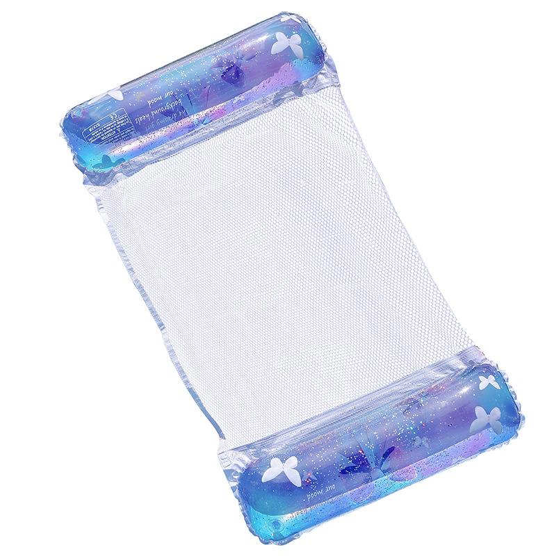 Plută gonflabilă pentru piscină din PVC, pat plutitor pliabil cu dungi, hamac de apă, șezlong individual