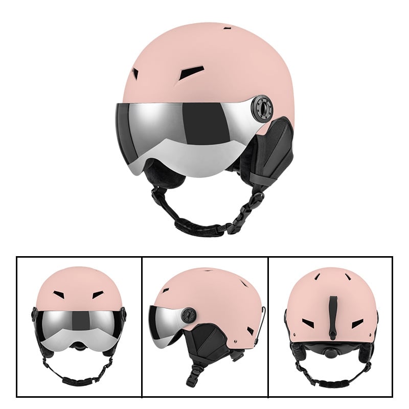 Sí sisak szemüveggel és lencsékkel felnőtteknek és gyerekeknek, uniszex, téli kerékpáros sisak; ABS héj, EPS belső, testreszabható dizájn logó nyomtatással