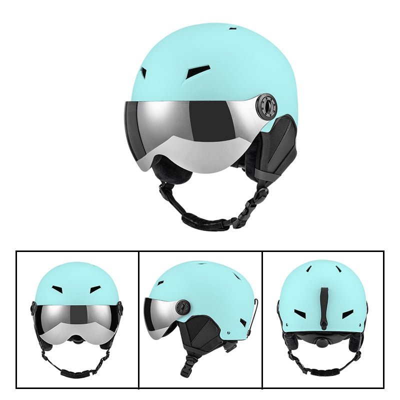 Sí sisak szemüveggel és lencsékkel felnőtteknek és gyerekeknek, uniszex, téli kerékpáros sisak; ABS héj, EPS belső, testreszabható dizájn logó nyomtatással