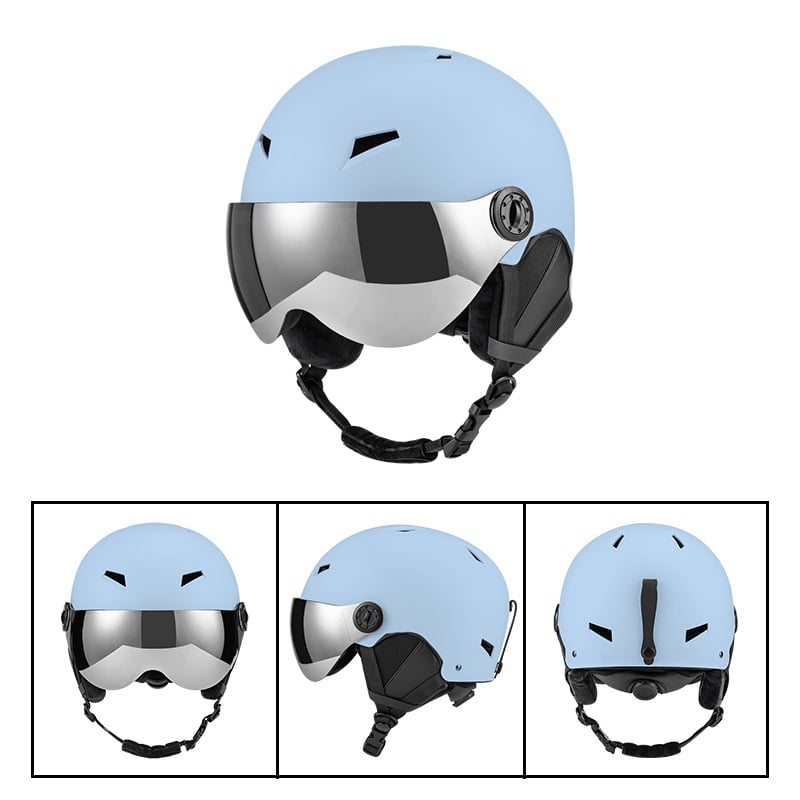 Sí sisak szemüveggel és lencsékkel felnőtteknek és gyerekeknek, uniszex, téli kerékpáros sisak; ABS héj, EPS belső, testreszabható dizájn logó nyomtatással