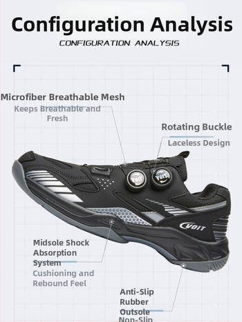Tenisové boty na stolný tenis s karbonovou platňou — odolné, protišmykové, tlmenie nárazov, gumová podrážka, nízky vrch