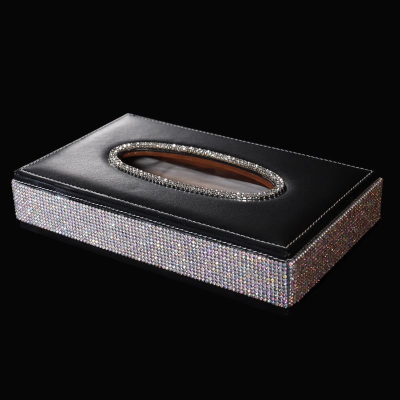 Δερμάτινο κουτί χαρτοπετσέτων αυτοκινήτου με διαμαντένιο κύκνο, τύπος καθίσματος-υποβραχιόνιο εσωτερικού αυτοκινήτου, μάρκα Janina, διάρκεια ζωής 3 χρόνια