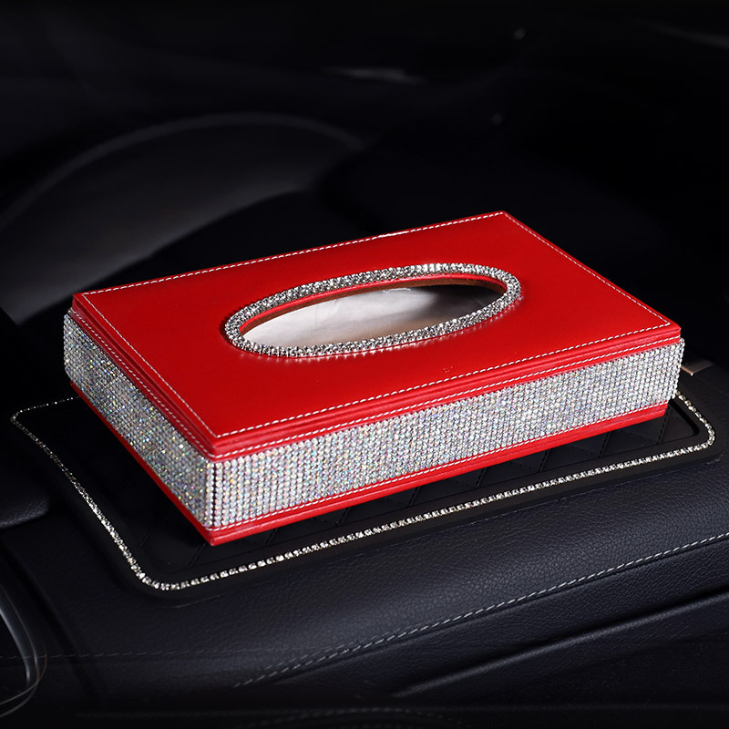 Δερμάτινο κουτί χαρτοπετσέτων αυτοκινήτου με διαμαντένιο κύκνο, τύπος καθίσματος-υποβραχιόνιο εσωτερικού αυτοκινήτου, μάρκα Janina, διάρκεια ζωής 3 χρόνια