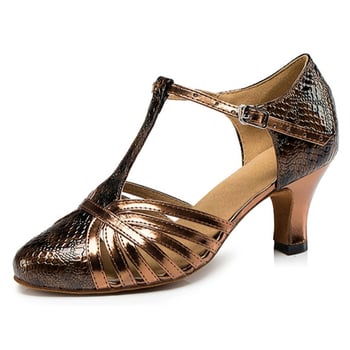 Παπούτσια χορού - μεσαίο τακούνι, για τετράγωνο χορό, Βαλς και λατινικούς χορούς, σόλα από καουτσούκ