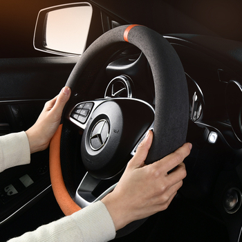 Univerzalni zimski plišani navlaka za volan automobila s protukliznim gripom, poliester, šivana strojem, uzorci: pruge/monokromatski/šiv/otisk