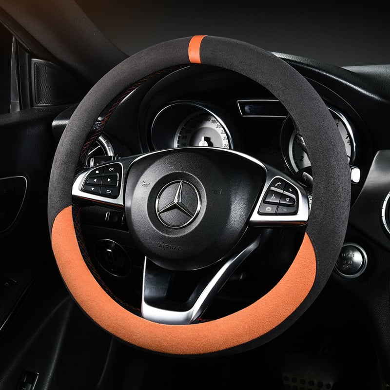 Univerzalni zimski plišani navlaka za volan automobila s protukliznim gripom, poliester, šivana strojem, uzorci: pruge/monokromatski/šiv/otisk