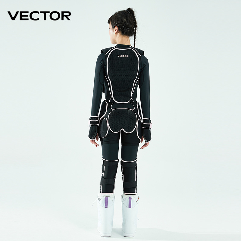 Vector Echipament protecție pentru schi: protecție spate, șolduri și genunchi, material poliester-spandex, pentru adulți, sporturi pe gheață și zăpadă