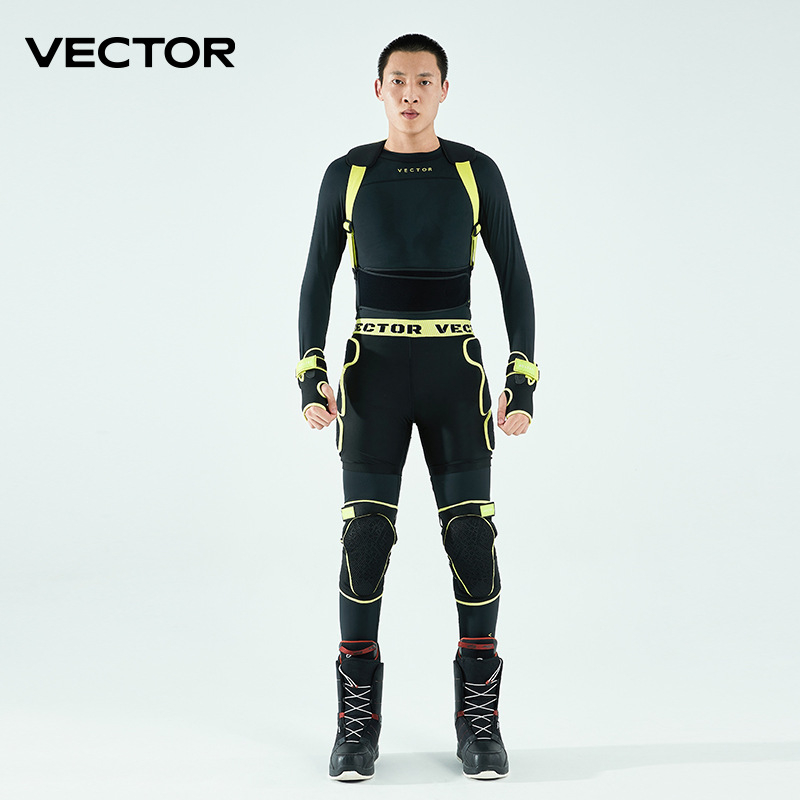 Vector Echipament protecție pentru schi: protecție spate, șolduri și genunchi, material poliester-spandex, pentru adulți, sporturi pe gheață și zăpadă
